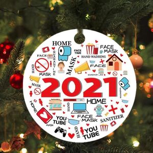 DIY Blank Sublimation Ceramic Pendant Christmas Ornament Round Shape Xmas Tree Hanging Decor For New Year Gifts 9 styles