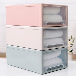 Drawer Type Plastic Clothes Storage Box Transparent Underwear Socks Bra Makeup Organizer 211102