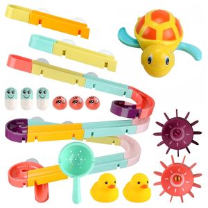 DIY Kids Bath Toys Wall Suction Cup Marble Race Run Track Bathroom Bathtub Baby Play Water Games Toy Kit for Children 210712