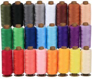 24 adet Karışık Renkler 100% Polyester İplik Dikiş İpliği 500 Yardlar Her Biriktirme Rulo Makinesi El Nakış Ev Dikiş Kiti Için