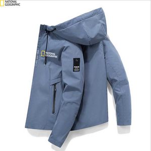 Vårhösten Mens National Geographic Selling Fiske Jacka Windbreaker Hoodie Zipper Jacka Fiske Kläder Topp 211009