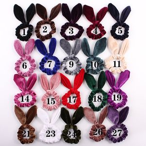 120pcs / lot 벨벳 scrunchie 여자 토끼 귀에 고무 밴드 액세서리 껌 넥타이 헤어 링 로프 포니 테일 홀더