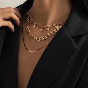 Wholesale silver multi star necklace for sale - Group buy Metal Romantic Star Pendant Necklaces Geometric Hip Hop Alloy Snake Chains For Women Multi Layer Silver V Neck Jewelry