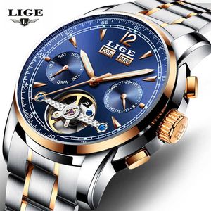 Relojes Lige自動機械的ビジネス男性を見る高級ブランドカジュアルウォッチメンズ腕時計軍クロックレリーゴマスキュリノ210527