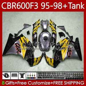 Тело для Honda CBR-600 CBR 600 CBR600 F3 FS CC 600F3 97 98 95 96 64NO.265 600FS CBR600F3 600CC 1995-1998 CUDLEWORK YELLOWRE SILVER CBR600FS 1997 1998 1995 1996 OEM обтекатель