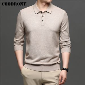 COODRONY Brand Autumn Winter New Arrivals Soft Knitwear Jerseys Pure Color Turn-down Collar Sweater Pullover Men Clothing C1314