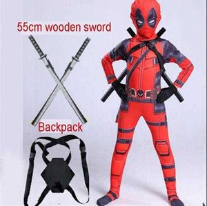 2019 costume for kids child boys Spandex Suit Party Halloween Cosplay Costume With Swords Gloves Q0910