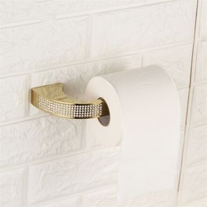 Czech Crystal Gold Chrome Bathroom Toilet Paper Holder Wall Mount Tissue Roll Hanger Copper Accessories Kitchen 210720