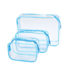 Set di borse per organizer per cosmetici portatili con cerniera in PVC impermeabile per articoli da toilette da viaggio