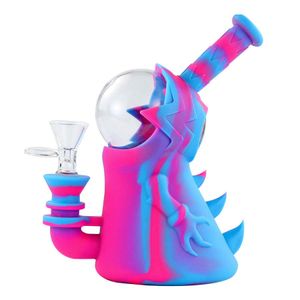 Vatten Bong Rökning Bongs Hookah Silikonrör Glasrör H DAB Rig Bubbler Olje Rigar Cigaretthållare Tobak