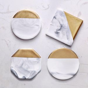 Mats almofadas criativo emulação de cerâmica de mármore copo de café tapete de mesa mesa decoração bebida coasters para vidro placema ferramenta de cozinha