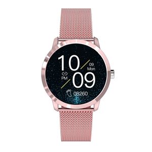 Krąg pełny ekran dotykowy kobiety inteligentne zegarek zegarki stalowe zespół moda Smartwatch Sport Tracker aktywności dla Xiaomi iOS Android Telefon ES Watch