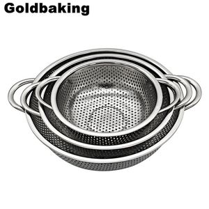 3 Pieces Stainless Steel Colander Kitchen Strainer Set 211109