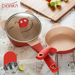 Pannor baby food supplement maifan sten rosa non-stick pot gröt mini didinika barn soppa storlek 37cm * 16cm