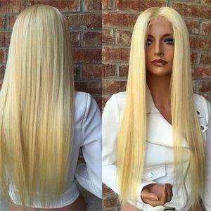 Fabrik direkt150 Dichte Brasilianisches Honigblondes Echthaar Lace Front Perücken Gerade Dicke, leimlose Vollspitze Echthaarperücken mit Babyhaar