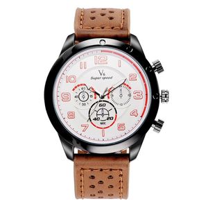 Wristwatches Relogio Masculino V6 Men Watch Military Sport Leather Quartz Large Dial Male Clock Reloj Hodinky