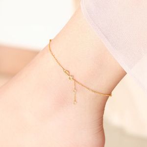 ZHIXI Genuine 18K Anklet Pure AU750 Yellow White Rose Gold Fine Jewelry for Women Luxury Gift J500