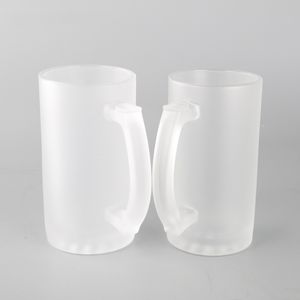 Sublimation Blank Wine Glasses Heat transfer Transparent Frosted Glass Beer Steins Creative Personality DIY Mug Household Bar Supplies 16oz