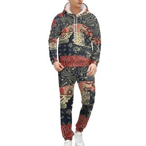 Men's Tracksuits Bandana Style Cashew Nut Pattern Factory Price Men Sweatsuit Jogging Suit Top Quality Khaki Custom Set Wholesale Merch