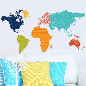 Colorful PVC 60x90cm World Map Removable Vinyl Decal Art Mural Home Decor Wall Stickers or World Trip Map Wall Sticker 210420