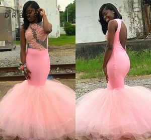 Oszałamiające różowe sukienki na bal maturalne afrykańskie dziewczęta plus otwarte back iluzory