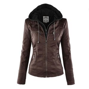 Kvinnor Läderjacka Zipper Spliced ​​Short Faux S Loose Plus Size Winter Coat Suede 210428
