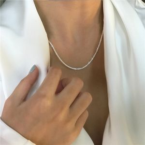 Designer Necklace Luxury Jewelry Fashion Silver Colour Sparkling Clavicle Chain Choker For Women Fine Wedding Party Birthday Gift 2021