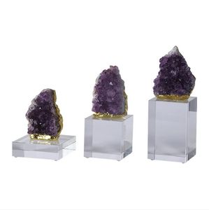 Konst och hantverk Transparent Base Natural Amethyst Artware Crystal Clusters Inredning Artiklar Heminredningar