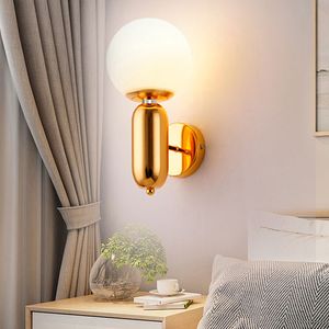 Modern Minimalist Glass Wall lamp Black/White/Golden Indoor Living Room Bedroom Bedside Nordic LED Porch Sconce Lamp mirror headlight