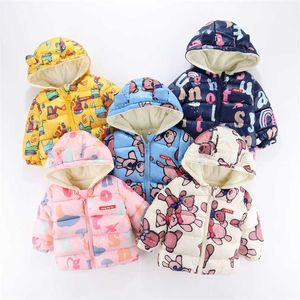 Autumn Children Clothing Girls Colorful Coat For Winter Children's Cotton Hooded Jacket 211203