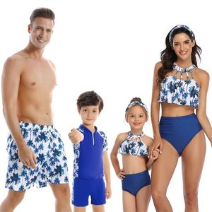 Mother Daughter Dad Son Family Matching Print Swimwear Mommy And Me Clothes Men Boy Swimsuit Girl Bathing Suit Bikini 210521
