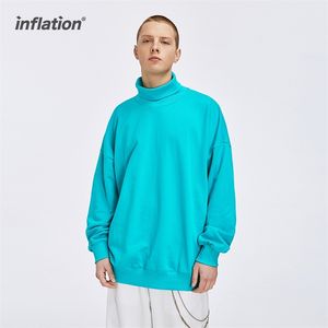 INFLATION Felpa oversize basic con collo alto e spalle scese da uomo streetwear pullover tinta unita donna 220114