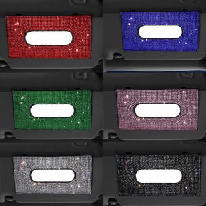 Rhinestone Crystal Tassels Holder Torba Sun Visor Wiszące Diamond Auto Tissue Paper Box dla samochodu