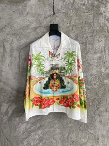 Camicia da uomo di alta qualità primavera estate 2021 stilista stampato camicia da uomo di lusso a maniche lunghe in cotone di seta stampato