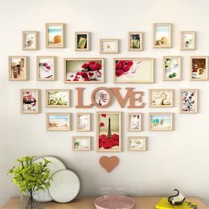 Marcos De Amor al por mayor-Foto en forma de corazón decoración de la pared cuadro combinación de marco para fondo creativo pareja amor viaje memoria decoración casera diseño