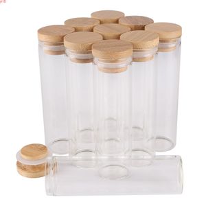 24 pieces 50ml 30*100mm Test Tubes with Bamboo Caps Glass Jars Vials Wishing Bolttes Wish Bottle for Wedding Crafts Giftgood qty