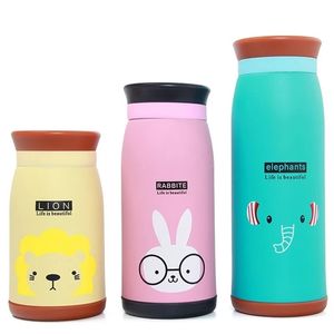 Moda dos desenhos animados animais garrafa garrafa crianças estudante bonito thermo caneca de aço inoxidável thermos thermos thermos de barriga 210913