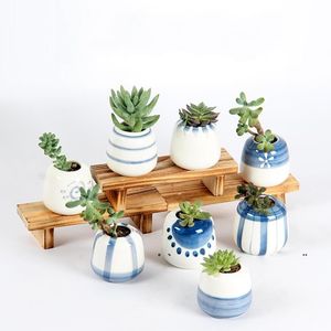 NewDecorative Moda Plantadores Suculentos Desktop Home Home Pintados Cerâmica Vaso De Flowerpot Rodada Fleshy Creative Flowerpots Mar Navio do Mar EWB7938