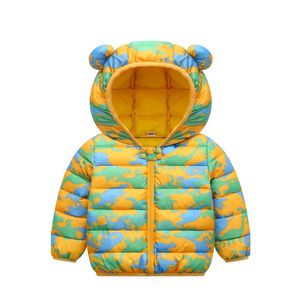 Winter Warme Jacke für Baby Mädchen und Jungen Baumwolle Hohe Qualität Dinosaurier Dicke Kapuze Sweatshirt Mädchen Outwear Kinder Geburtstagsgeschenk 211222