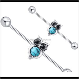 Stecker Tunnel Drop Lieferung 2021 Eule Industrie Barbell Piercing Knorpel Edelstahl 14g 38mm Tragus Ohrring Sexy Körper schmuck Männer Wo