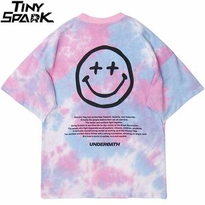 Männer Tie Dye Brief Drucken T-shirt Hip Hop Streetwear Harajuku T-shirt Sommer Kurzarm T-Shirt Baumwolle Casual Tops Tees 210726