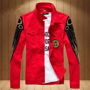 Men's high-grade Denim Jacket Fashion brand Jeans Jackets bomber Casual fashion Streetwear moto bike Men Clothing big size