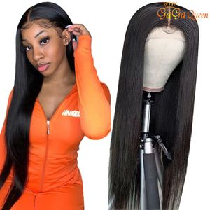 Gagaqueen 6x6 reto cabelo humano peruca 28 30 polegadas fechamento de laço perucas brasileiras straigth remy perucas de cabelo natureza cor média parte