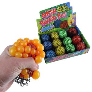 6,0 CM Größe Squishy Ball Fidget Toy Mesh Squish Grape Ball Anti-Stress-Entlüftungsbälle Lustiges Squeeze-Spielzeug Stressabbau Dekompressionsspielzeug Angsthelfer