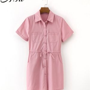 H.SAの女性の夏のドレスカジュアルなサッシパーティーのvestidos半袖ルースストレートイエロードレスベルトvestido Robe Femme 210417