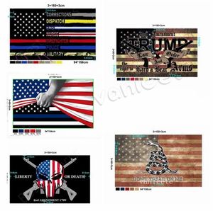 Trump-Flaggen, 90 x 150 cm, USA-Polizei-Flaggen, 2. Verfassungszusatz, Vintage-amerikanische Flagge, Don't Tread On Me-Banner, FlagsZC521, Versand auf dem Seeweg