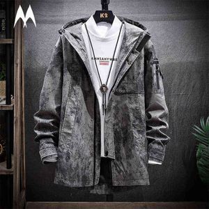 High Street Mens Mode Jacket Koreansk Casual Mid Length Windbreaker Coat Men Hip Hop Jackor Vår Nya Outwear Streetwear 2021 Y1109