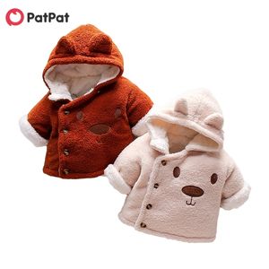 Winter Baby / Toddler Unisex Cartoon Bear Fluff Long-sleeve Hooded Coat for Kids Boy Clothes 210528