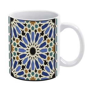 Кружки арабская плитка I белая кружка 11 унций смешной керамический кофе / чай / какао уникальный подарок арабский арабский плиточный фон граница винтаж
