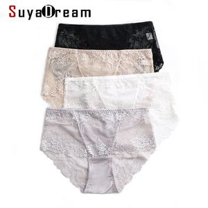 Women Lace Panties 100% Natural silk Lace Beriefs Seamless Sexy Underwear lingerie calcinha briefs underwear culotte 210730